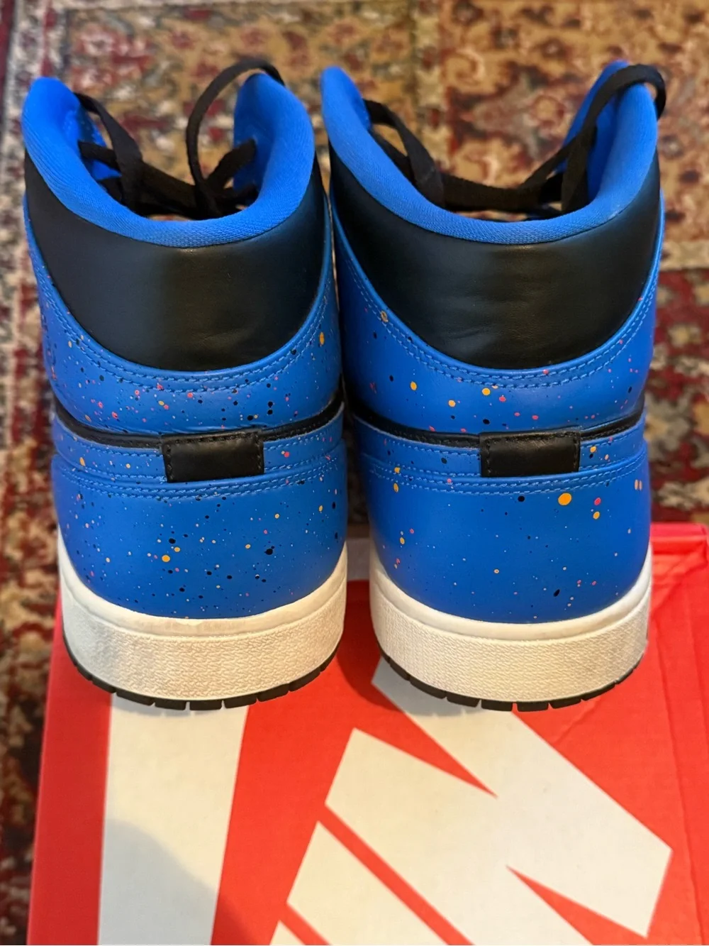Jordan 1 Mid Royal Paint Splatter - Sneakers - Retro Style